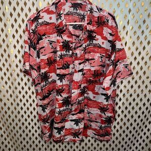 NWOT Hawaiian shirt mens Hanton red tones size XL